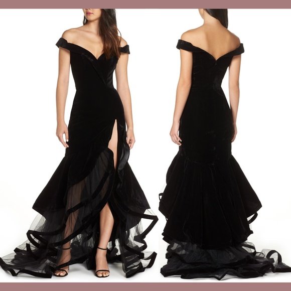 mac duggal velvet gown